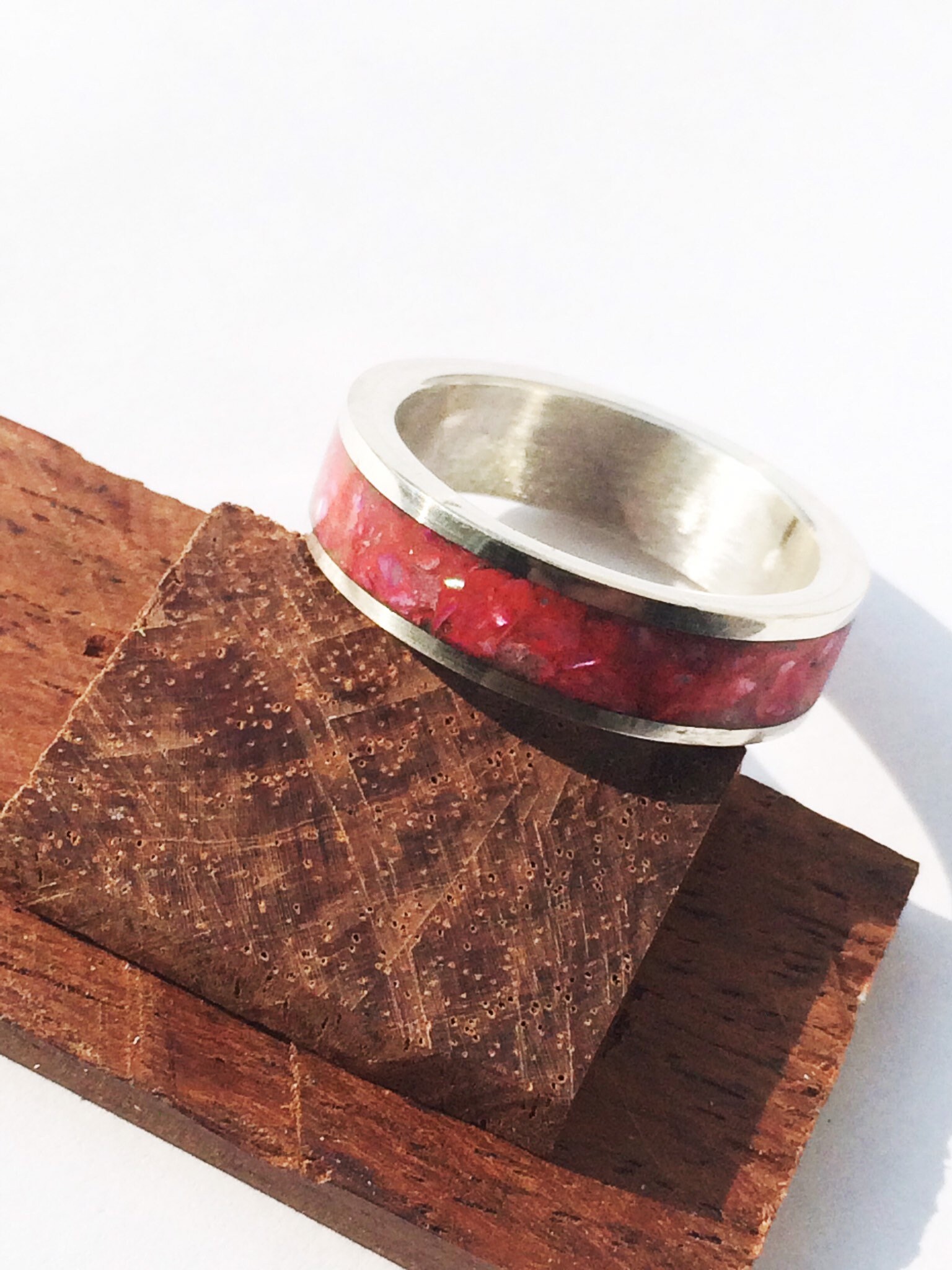 Rosa Shell Glühen in Der Dunklen Inlay Silber Ring Rosa Shell Glühen in Der Dunklen Inlay Silber Ring von KelandyDesigns