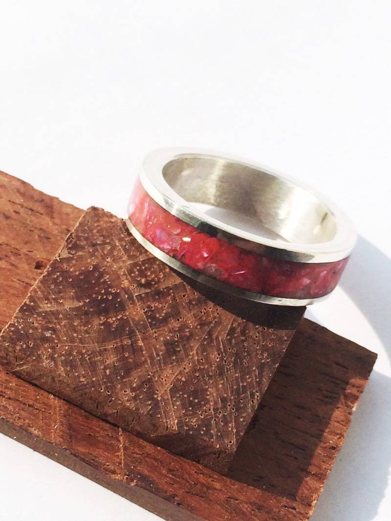 Rosa Shell Glühen in Der Dunklen Inlay Silber Ring Rosa Shell Glühen in Der Dunklen Inlay Silber Ring von KelandyDesigns