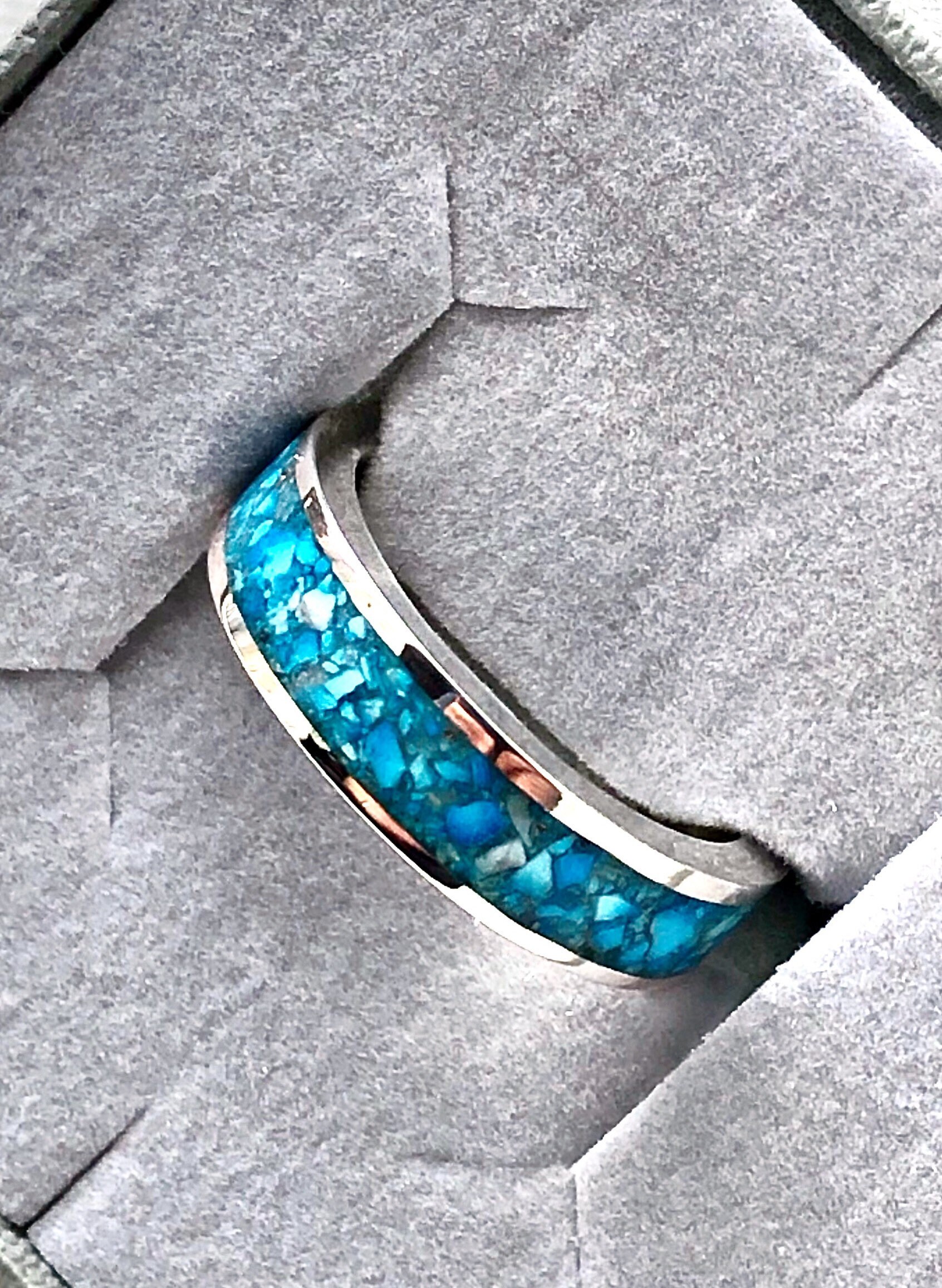 sterling Silber Echt Türkis Inlay Ring sterling Silber Echt Türkis Inlay Ring von KelandyDesigns