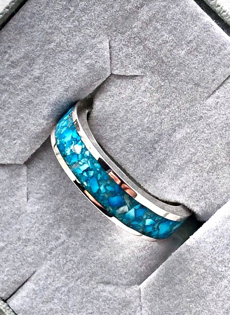 sterling Silber Echt Türkis Inlay Ring sterling Silber Echt Türkis Inlay Ring von KelandyDesigns