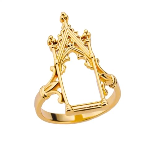 Kelapornt Ring Ringe Damen Bijouterie Herren Magic Mirror Ringe Für Frauen Vergoldete Ästhetische Ehering Schloss Blume Blatt Design Lighjt Luxus Schmuck 7 Jz4896G von Kelapornt