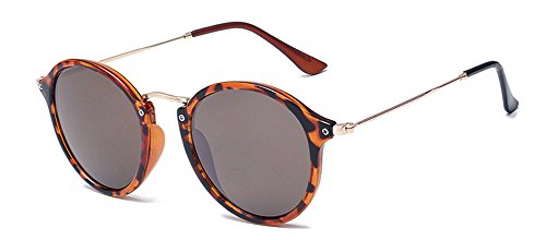 Kelens Runde Sonnenbrille Damen Herren Rund Verspiegelt Vintage Sonnenbrille UV400 Retro Stil Metallrahmen Schildpatt von Kelens