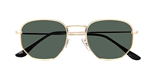 Kelens Vintage Sonnenbrille Polygon Polarisierte Sonnenbrille Damen Herren Metall UV400 Schutz (Grün) von Kelens