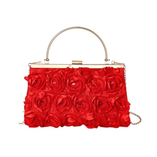 Hochzeits- und Party-Geldbörse mit Rosen-Dekor-Designs, Abend-Handtasche, Schultertaschen, Abendessen, Taschen für modische Frauen, Kuss-Geldbörse, rot, One Size Hochzeits- und Party-Geldbörse mit Rosen-Dekor-Designs, Abend-Handtasche, Schultertaschen, Abendessen, Taschen für modische Frauen, Kuss-Geldbörse, rot, One Size von Kelisdi