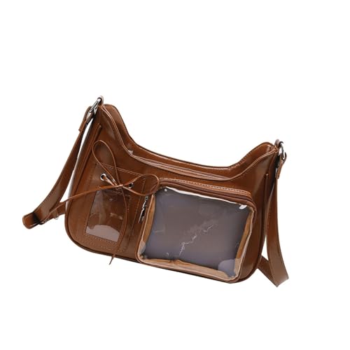 Itabag Umhängetasche im japanischen Stil, PU-Leder, Umhängetasche, Kuriertasche, Pendeln, für Pin-Display, PU-Leder, schöne Ita, modische Schulter für Pin-Display, braun, One Size von Kelisdi