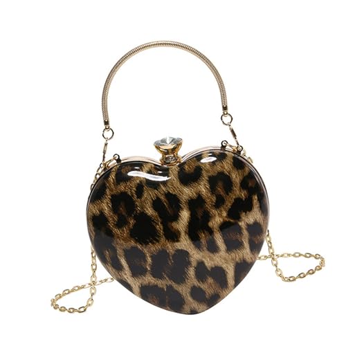 Kelisdi Abendtasche ABS Luxus Handy Geldbörse Schultertasche mit Herzform und Leopardenmuster Handtasche für Hochzeit Party Cocktail modisches Party-Zubehör, braun, One Size Kelisdi Abendtasche ABS Luxus Handy Geldbörse Schultertasche mit Herzform und Leopardenmuster Handtasche für Hochzeit Party Cocktail modisches Party-Zubehör, braun, One Size von Kelisdi