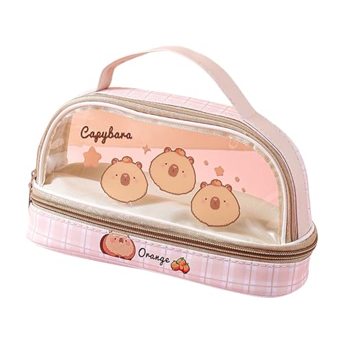 Kelisdi Capibala-Federmäppchen mit Cartoon-Motiv, großes Fassungsvermögen, Federmäppchen, transparente Tasche, Schreibtisch-Organizer für Studenten, transparente Tasche, Stift, Cartoon-Capibala-Tasche von Kelisdi