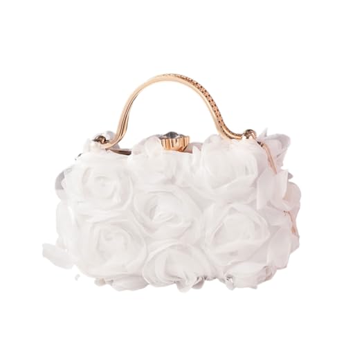 Kelisdi Damen-Abendtasche mit Rosenblüte, mit Kette, für Braut- und Abendkleider, Strass, Griff oben, Clutch, Geldbörse, Handtasche, Brautjungfer-Zubehör, weiß, One Size Kelisdi Damen-Abendtasche mit Rosenblüte, mit Kette, für Braut- und Abendkleider, Strass, Griff oben, Clutch, Geldbörse, Handtasche, Brautjungfer-Zubehör, weiß, One Size von Kelisdi