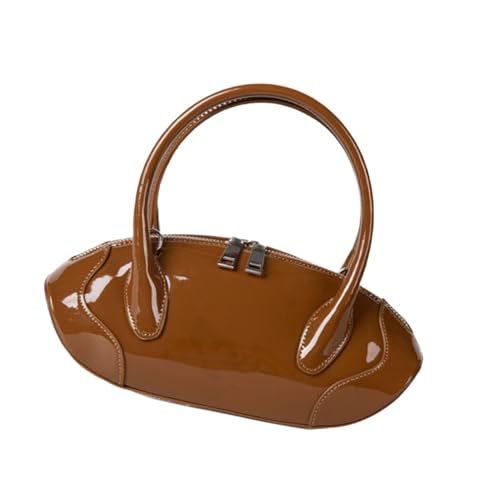 Kelisdi Elegante glänzende Handtasche mit verstellbarem Riemen, PU-Leder, Schultertasche, Crossbody-Tasche für Alltag und Partys, Tragegriff oben, braun, One Size Kelisdi Elegante glänzende Handtasche mit verstellbarem Riemen, PU-Leder, Schultertasche, Crossbody-Tasche für Alltag und Partys, Tragegriff oben, braun, One Size von Kelisdi