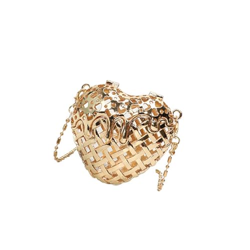 Kelisdi Elegante modische Tasche in Herzform aus Metall mit abnehmbarem Umhängeband für Damen, Lippenstift, Münzgeldbörse, Metall-Herztasche, Geldbörse, gold, One Size Kelisdi Elegante modische Tasche in Herzform aus Metall mit abnehmbarem Umhängeband für Damen, Lippenstift, Münzgeldbörse, Metall-Herztasche, Geldbörse, gold, One Size von Kelisdi