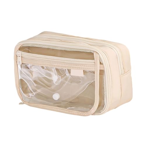 Kelisdi Federmäppchen mit großem Fassungsvermögen, ästhetisches Federmäppchen, einfache Taschen, transparentes Stifteetui, Schule, Bürobedarf, ästhetische Tasche, große Kapazität, beige von Kelisdi