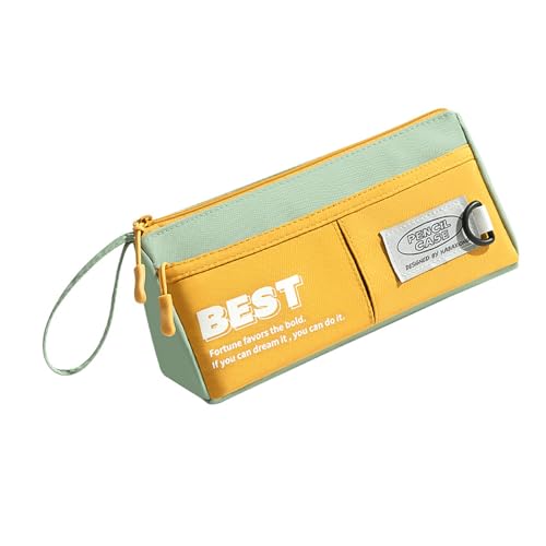 Kelisdi Federmäppchen mit großem Fassungsvermögen, multifunktional, Schreibwaren-Organizer, Beutel, Schreibwaren-Organizer, Gelb / Grün von Kelisdi