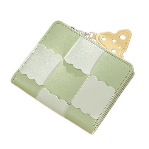 Kelisdi Geldbörse mit mehreren Schlitzen für Mädchen und Frauen, Clutch, Münzgeldbörse, Leder, Geldbörse, Tasche, tragbar, kurzer Reißverschluss, mehrere Kartenfächer, grün, Mass Beauty von Kelisdi