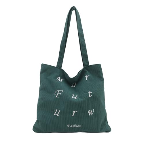 Kelisdi Modische Umhängetasche aus Cord mit viel Platz für den täglichen Gebrauch, Arbeit, Reisen und Schule, Buchstaben, Stickerei, große Handtasche, Schultertasche, dunkelgrün, One Size Kelisdi Modische Umhängetasche aus Cord mit viel Platz für den täglichen Gebrauch, Arbeit, Reisen und Schule, Buchstaben, Stickerei, große Handtasche, Schultertasche, dunkelgrün, One Size von Kelisdi