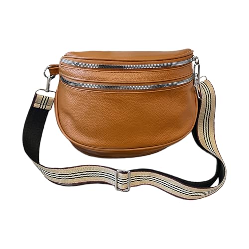 Kelisdi Modische Umhängetasche mit breitem Riemen, schlicht, lässig, einfarbig, für Pendler, Brust, für Reisen, Arbeit, Damenmode, braun, One Size von Kelisdi