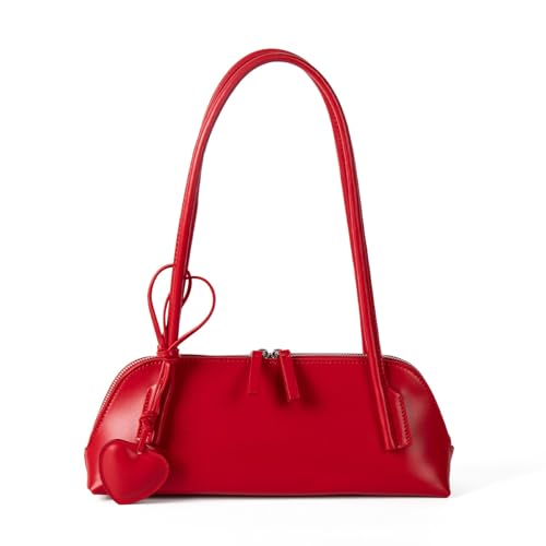 Kelisdi PU Leder Umhängetasche mit bequemem Gurt Multi Pocket Damen Handtasche Herz Charm Achseltaschen für den täglichen Gebrauch Trendy Umhängetasche, rot, One Size Kelisdi PU Leder Umhängetasche mit bequemem Gurt Multi Pocket Damen Handtasche Herz Charm Achseltaschen für den täglichen Gebrauch Trendy Umhängetasche, rot, One Size von Kelisdi