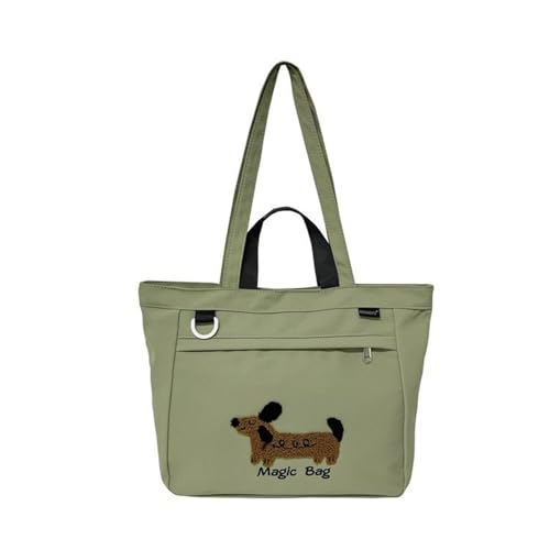 Kelisdi Schüler-Schultasche für Damen, große Kapazität, Umhängetasche, Cartoon-Hund, College, Pendeln, modische Handtasche, modisch, Pendeln, Cartoon-Hund, Schultergriff, grün, One Size Kelisdi Schüler-Schultasche für Damen, große Kapazität, Umhängetasche, Cartoon-Hund, College, Pendeln, modische Handtasche, modisch, Pendeln, Cartoon-Hund, Schultergriff, grün, One Size von Kelisdi