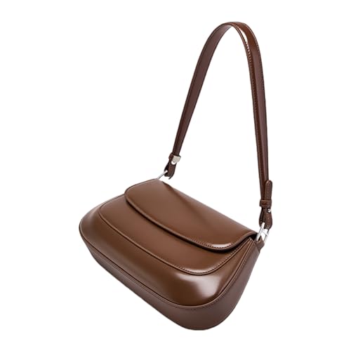 Kelisdi Stilvolle Damen-Umhängetasche aus Kunstleder mit verstellbarem Riemen für unverzichtbare modische Achsel-Crossbody-Tasche aus Kunstleder, Kaffeebraun, One Size von Kelisdi