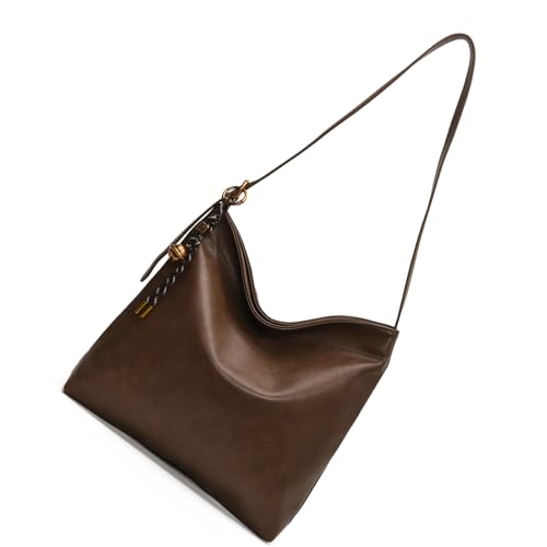 Kelisdi Stilvolle PU-Umhängetasche für den täglichen Pendler und Freizeitausflüge, Unterarmtaschen, lässige Handtasche, Umhängetasche mit geräumiger Retro-Tasche, braun, One Size Kelisdi Stilvolle PU-Umhängetasche für den täglichen Pendler und Freizeitausflüge, Unterarmtaschen, lässige Handtasche, Umhängetasche mit geräumiger Retro-Tasche, braun, One Size von Kelisdi