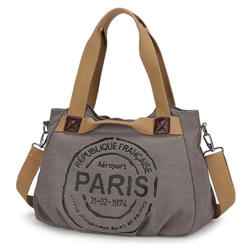 Kelisdi Stilvolle Unisex-Umhängetasche mit Buchstaben-Druck, Segeltuch, großes Fassungsvermögen, Schultertasche, mit Reißverschluss, Schulbuchtasche, große Umhängetasche, grau, One Size Kelisdi Stilvolle Unisex-Umhängetasche mit Buchstaben-Druck, Segeltuch, großes Fassungsvermögen, Schultertasche, mit Reißverschluss, Schulbuchtasche, große Umhängetasche, grau, One Size von Kelisdi