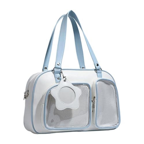 Kelisdi Transparente Display-Tasche, geräumige Unterarmtasche, Umhängetasche, Schultertasche, PU-Handtasche für Mode-Enthusiasten, japanische transparente Handtasche, weiß / blau, One Size Kelisdi Transparente Display-Tasche, geräumige Unterarmtasche, Umhängetasche, Schultertasche, PU-Handtasche für Mode-Enthusiasten, japanische transparente Handtasche, weiß / blau, One Size von Kelisdi