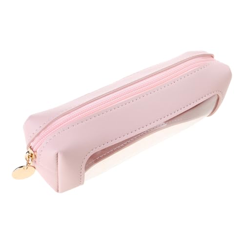 Kelisdi Transparentes Federmäppchen, multifunktional, PU-Stifttasche, Reißverschluss, Reise-Schreibwaren-Tasche, Kosmetik-Organizer, schwarzes Federmäppchen, B von Kelisdi