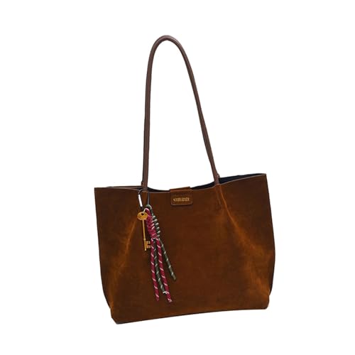 Kelisdi Trendige Damen Pendlertasche mit geräumigem Innenraum und bequemem Gurt Reise Schultertaschen PU Achselhandtasche Damen Handtasche, braun, One Size Kelisdi Trendige Damen Pendlertasche mit geräumigem Innenraum und bequemem Gurt Reise Schultertaschen PU Achselhandtasche Damen Handtasche, braun, One Size von Kelisdi