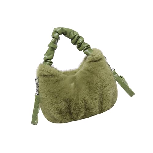 Kelisdi Trendige Damen-Winter-Umhängetasche mit plissiertem Griff und verstellbarem Riemen, pelziger Plüsch, Crossbody-Tasche für Reisen, Arbeit, PU-Leder, grün, One Size Kelisdi Trendige Damen-Winter-Umhängetasche mit plissiertem Griff und verstellbarem Riemen, pelziger Plüsch, Crossbody-Tasche für Reisen, Arbeit, PU-Leder, grün, One Size von Kelisdi