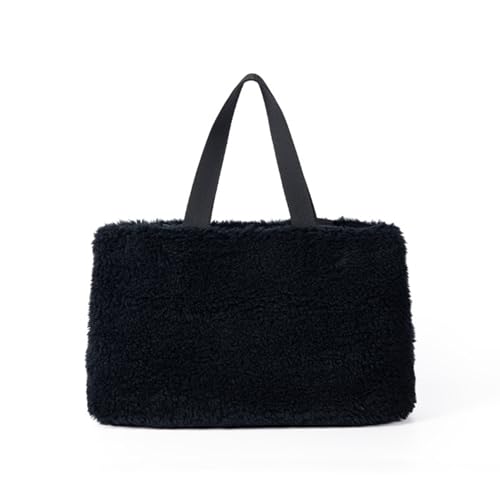Kelisdi Trendige Pelztasche für Damen, weiches Fleece, Schultertasche, große Kapazität, Tragegriff oben, Handtasche für den täglichen Gebrauch, koreanisch, Schwarz , One Size Kelisdi Trendige Pelztasche für Damen, weiches Fleece, Schultertasche, große Kapazität, Tragegriff oben, Handtasche für den täglichen Gebrauch, koreanisch, Schwarz , One Size von Kelisdi