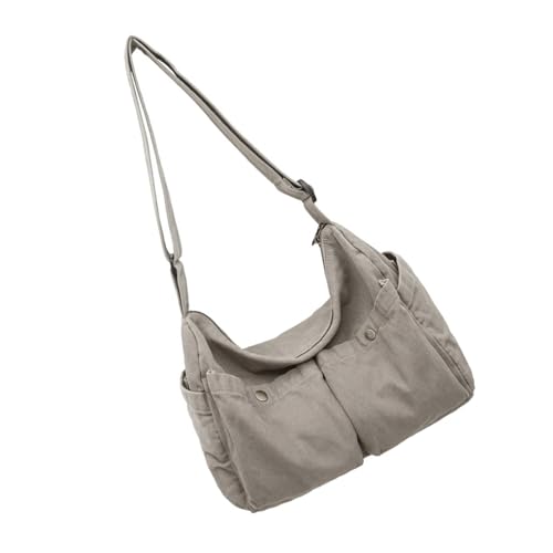 Kelisdi Umhängetasche aus Segeltuch, Retro-Stil, groß, für Damen und Herren, große Umhängetasche mit mehreren Taschen, Segeltuch-Handtasche, grau, One Size Kelisdi Umhängetasche aus Segeltuch, Retro-Stil, groß, für Damen und Herren, große Umhängetasche mit mehreren Taschen, Segeltuch-Handtasche, grau, One Size von Kelisdi