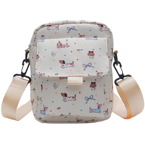 Kelisdi Umhängetasche mit japanischem Cartoon-Dackel-Motiv, kompakte kleine Umhängetasche, Reißverschluss, Geldbörse für den täglichen Gebrauch, sichere Tasche, hellgelb, One Size Kelisdi Umhängetasche mit japanischem Cartoon-Dackel-Motiv, kompakte kleine Umhängetasche, Reißverschluss, Geldbörse für den täglichen Gebrauch, sichere Tasche, hellgelb, One Size von Kelisdi