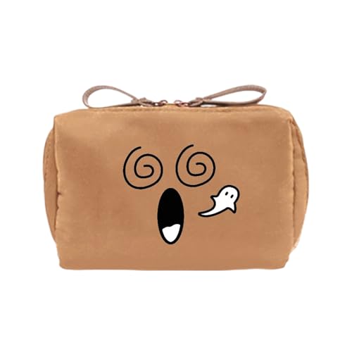 Lustige Nylon-Make-up-Tasche, mehrere Fächer, tragbare Reise-Kosmetiktasche, moderne Aufbewahrungstasche für Damen und Herren, modischer Reise-Kulturartikel, khaki, Mass Beauty von Kelisdi