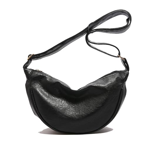 Modische Umhängetasche, PU-Leder, lässig, bequem, breiter Riemen für den täglichen Gebrauch und gesellschaftliche Veranstaltungen, Retro-Stils, Handtasche, Schwarz , One Size Modische Umhängetasche, PU-Leder, lässig, bequem, breiter Riemen für den täglichen Gebrauch und gesellschaftliche Veranstaltungen, Retro-Stils, Handtasche, Schwarz , One Size von Kelisdi