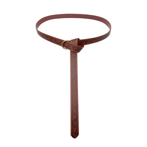 PU-Leder Gürtel Trank Flasche Gürteltasche Rock Wanderungen Hüfttasche Mittelalter Renaissancen Kostüm Set Halloween Zubehör, Geprägter Gürtel von Kelisdi