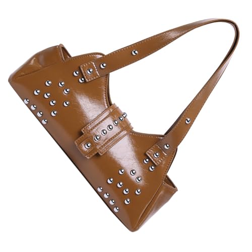 Praktische Knödel-Handtasche, PU-Leder, Umhängetasche, Abendtasche, Handtasche für Mode-Enthusiasten, die Punk-Stile, Musik-Festival-Geldbörse lieben, braun, One Size Praktische Knödel-Handtasche, PU-Leder, Umhängetasche, Abendtasche, Handtasche für Mode-Enthusiasten, die Punk-Stile, Musik-Festival-Geldbörse lieben, braun, One Size von Kelisdi
