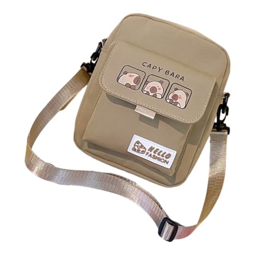 Stilvolle kleine Schultertasche mit Cartoon-Tiermuster, Crossbody-Tasche, geeignet für Frauen und Tierliebhaber, Capybara-Umhängetasche, khaki, One Size Stilvolle kleine Schultertasche mit Cartoon-Tiermuster, Crossbody-Tasche, geeignet für Frauen und Tierliebhaber, Capybara-Umhängetasche, khaki, One Size von Kelisdi