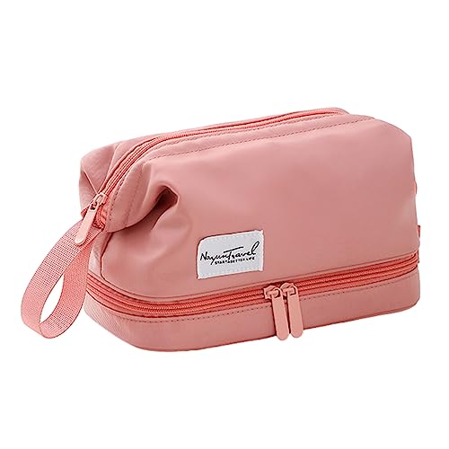 Tragbare Reise-Kulturbeutel, Make-up-Tasche, doppellagig, Kosmetik-Organizer, groß, legerer Aufbewahrungshalter für Damen, Make-up-Aufbewahrungstasche, B, L, Mass Beauty von Kelisdi