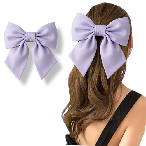 KELISSY PARIS 1 x Haarspange mit Schleife für Damen, Haarnadeln, Fliege, französische Haarspangen mit Band, Haarspange für Frauen und Mädchen, Geschenk (Flieder, satiniert, puderfarben) von Kelissy Paris