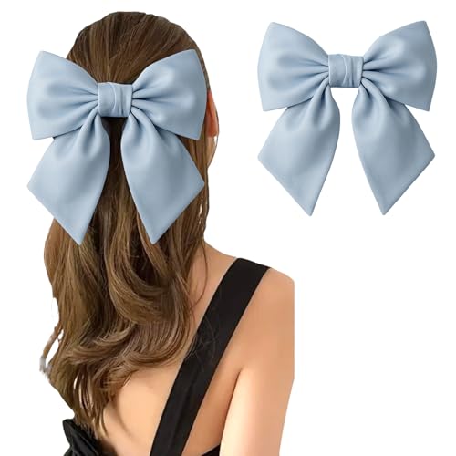 KELISSY PARIS 1 x Haarspange mit Schleife für Damen, Haarnadeln, Fliege, französische Haarspangen mit Band, Haarspange für Frauen und Mädchen, Geschenk (Himmelblau Satin) von Kelissy Paris