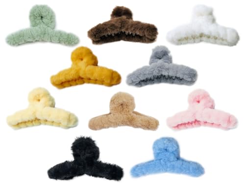 Kellegour 10 Pcs Haarklammern Aus Kunstfell,Kunstfell Haarklammer,große Plüsch Haarspange,Klaue Clips,Damen Haarspange,für Make up,DIY Frisur,Arbeit,Partys,Reisen und Täglichen Gebrauch Verwendet von Kellegour