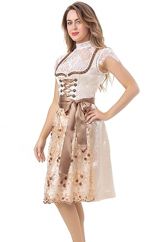 Kelliar Damen Midi Dirndl aus Exklusiver Kollektion für Oktoberfest inkl. Spitzenschürze（lace Apron） Gr. 36 Ohne Dirndlbluse von Kelliar