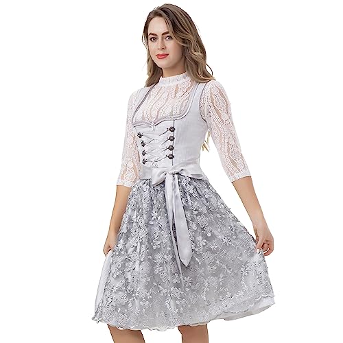 Kelliar Dirndl Midi Damen 60cm Trachtenkleid f. Oktoberfest inkl. Spitzenschürze aus Exklusiver Kollektion Gr. 40 von Kelliar