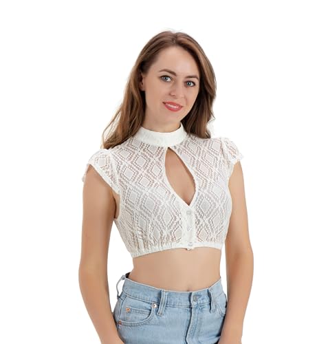 Kelliar Dirndl Bluse Damen, Dirndlbluse Kurzarm Trachtenbluse Damen Hochgeschlossen Oberteile Elegant Spitzenbluse Weiß fur Oktoberfest, Größe 40 Kelliar Dirndl Bluse Damen, Dirndlbluse Kurzarm Trachtenbluse Damen Hochgeschlossen Oberteile Elegant Spitzenbluse Weiß fur Oktoberfest, Größe 40 von Kelliar