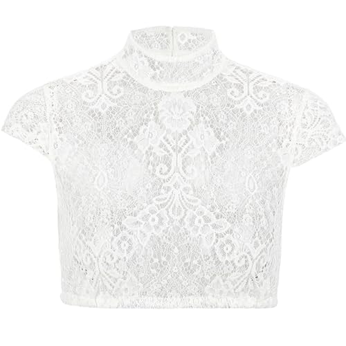 Kelliar Trachtenbluse Damen Dirndlbluse Damen Hochgeschlossen Dirndlbluse Kurzarm Spitze Dirndlblusen Hochgeschlossen Spitze mit Kragen Schlichte Elegante Oktoberfest Bluse Größe 42 von Kelliar