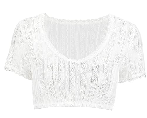 Kelliar Trachtenbluse Damen Dirndlbluse V Ausschnitt, Dirndlbluse Damen Kurzarm Dirndlblusen Spitze Trachtenblusen Rundhalsausschnitt V-Ausschnitt Leichtgewichtig Pull-On Oktoberfest Bluse Größe 34 von Kelliar