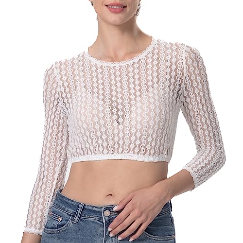 Kelliar Dirndl Bluse Weiß Dirndlbluse Damen Langarm Trachtenbluse Damen mit Elegante Spitze Rundhalsausschnitt Trachtenblusen für Oktoberfest, Größe 44 Kelliar Dirndl Bluse Weiß Dirndlbluse Damen Langarm Trachtenbluse Damen mit Elegante Spitze Rundhalsausschnitt Trachtenblusen für Oktoberfest, Größe 44 von Kelliar