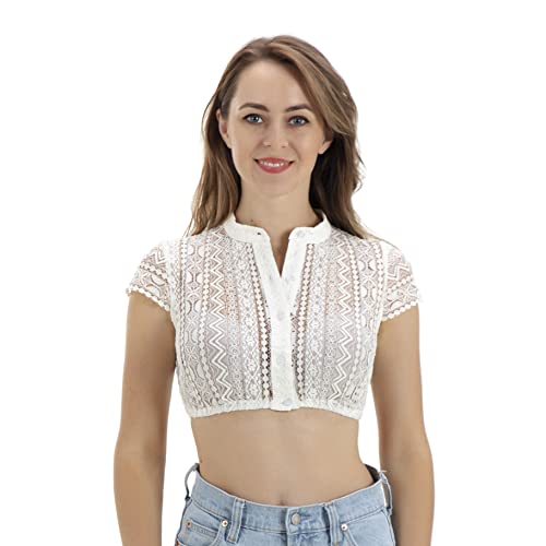 Kelliar Dirndl Bluse Damen Dirndlbluse Hochgeschlossen Spitzenbluse Dirndlblusen für Damen Trachtenmieder Dirndl Blusen Trachtenblusen für Oktoberfest Bluse Größe 44 von Kelliar