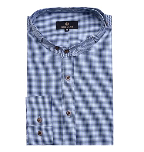 Kelliar Trachtenhemd Herren Freizeithemd Herren Langarm Langärmlig Trachtenhemd Weiß Slim fit Weiß Herrenhemden Langarm für Oktoberfest 100% Baumwolle Größe XXL von Kelliar
