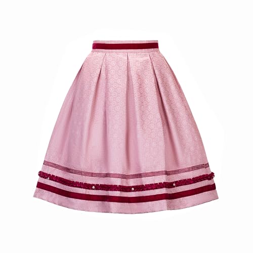 Kelliar Trachtenrock Damen, Trachtenrock Knielang Polyester Dirndlschürzen A-Linie Oktoberfest Rosa, Größe 42 von Kelliar