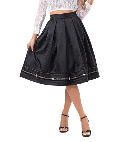 Kelliar Trachtenrock Damen Schwarz Damens Dirndlrock Midi Dirndl Rock Schwarz Dirndlrock Elegant Trachtenröcke Damen Midi Größe 42 von Kelliar